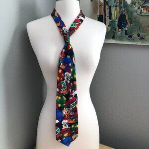 VTG 1996 LOONEY TUNES MANIA Christmas Silk Tie